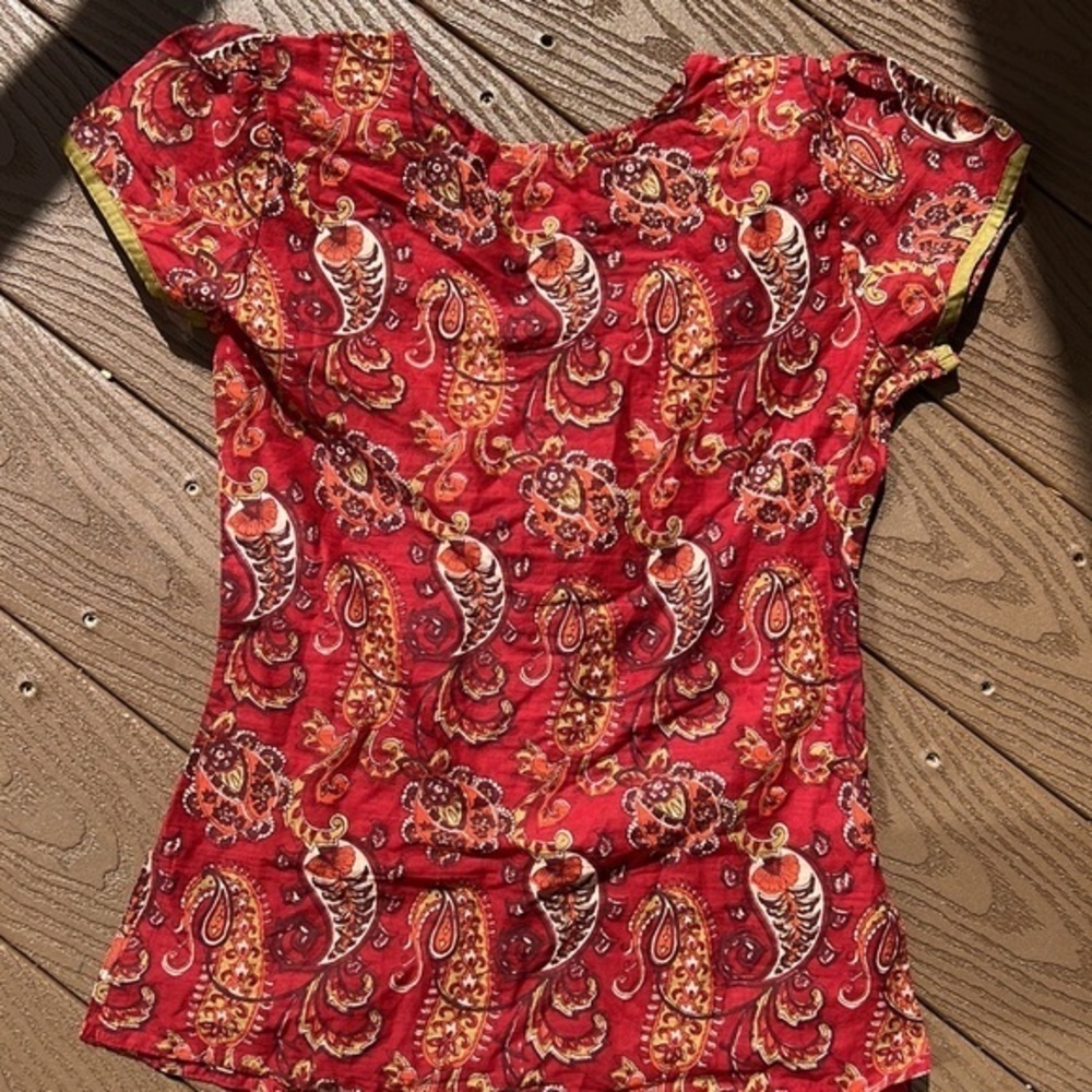 Cute red paisley boho top - Picture 5 of 6
